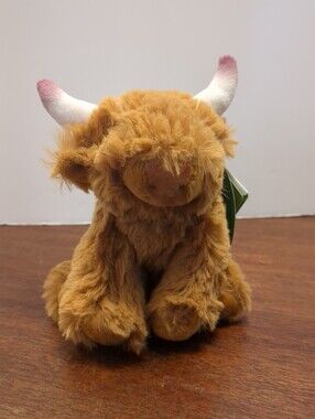 Living Nature Smols Highland Cow Coo Brown Furry Soft Plush Toy Small 6”